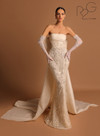 Tarik Ediz 53177 Beaded Embroidery Strapless Bow Long Dress