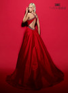 Tarik Ediz 98406 Tafetta Mikado V-Neck Overskirt Long Dress