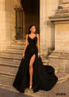 Tarik Ediz 98406 Tafetta Mikado V-Neck Overskirt Long Dress