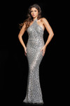 Jovani 23652 Beaded High Neck Sleeveless Fitted Long Dress