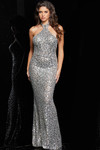 Jovani 23652 Beaded High Neck Sleeveless Fitted Long Dress