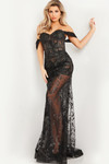 Jovani 23920 Sheer Mesh Corset Bodice Off Shoulder Dress