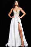Jovani 23937 Satin Strapless V-neck Sleeveless Long Gown