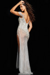 Jovani 23961 Beaded V-neck Illusion Skirt Long Gown