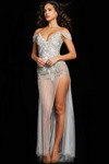 Jovani 23961 Beaded V-neck Illusion Skirt Long Gown