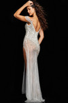 Jovani 23961 Beaded V-neck Illusion Skirt Long Gown