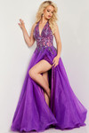 Jovani 25964 Organza Embellished Halter Neck Sleeveless Gown