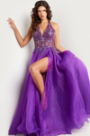 Jovani 25964 Organza Embellished Halter Neck Sleeveless Gown