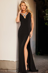 Jovani 26120 Jersey Criss Cross V-neck Sleeveless Long Dress