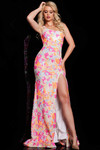 Jovani 26131 Sequins One Shoulder Sleeveless High Slit Dress