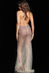 Jovani 26268 Tulle Embellished Plunging Cowl Neck Long Dress
