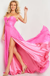 Jovani 36461 Metallic Chiffon Strapless Pleated Maxi Dress