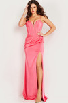 Jovani 36539 Stretch Satin Plunging Neckline Sheath Dress
