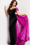 Jovani 37375 Velvet Taffeta Off Shoulder Sleeveless Dress