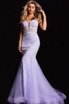Jovani 37414 Tulle Spaghetti Strap Illusion Deep V-neck Gown