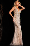 Jovani 37577 Tulle V-neckline Embellished Sleeveless Dress