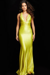 Jovani 37614 Jersey Plunging Neck Ruched Sleeveless Dress
