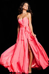 Jovani 38382 Taffeta Pleated Bodice V-neck Strapless Gown