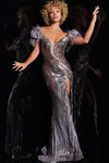 Jovani 38679 Sequin Embellished Off Shoulder Illusion Dress