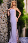 Jovani 220490 Jersey Embroidered One Shoulder Sheath Dress