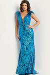 Jovani 38758 Sequin Embellished Low V-neck Sleeveless Dress
