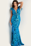 Jovani 38758 Sequin Embellished Low V-neck Sleeveless Dress