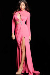 Jovani 22606 Long Sleeves High Neck Cut Out Long Dress