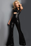 Jovani 22841 Sequin Embellish Crew Neck Cap Sleeve Jumpsuit