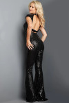 Jovani 22841 Sequin Embellish Crew Neck Cap Sleeve Jumpsuit