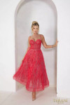 Terani Couture 241P2022 Luffa Spaghetti Neck A-Line Dress