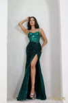 Terani Couture 241P2119 Sequin Tulle Spaghetti Neck Dress