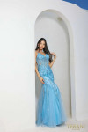 Terani Couture 241P2294 Tulle Spaghetti Neck Trumpet Dress