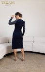 Terani Couture 232C1139 Crew Neck Long Sleeves Short Dress