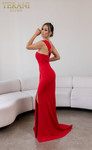 Terani Couture 241E2416 Asymmetrical Neck Off-Shoulder Dress