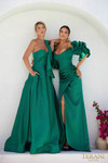 Terani Couture 241P2067 Matte Satin Asymmetrical Neck Dress
