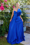 Terani Couture 241P2067 Matte Satin Asymmetrical Neck Dress