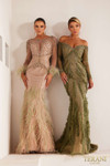 Terani Couture 241GL2631 Tulle Boat Neck Long Sleeves Dress