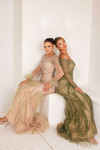 Terani Couture 241GL2631 Tulle Boat Neck Long Sleeves Dress