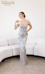 Terani Couture 241GL2642 Tulle Off-Shoulder Neck Long Dress