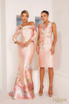 Terani Couture 241M2714 Asymmetrical Neck 3/4 Sleeves Dress