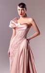 MNM Couture G1631 Satin Beaded Lace Draped Organdie Gown