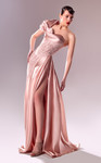MNM Couture G1631 Satin Beaded Lace Draped Organdie Gown