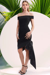 Janique 2403 Off Shoulder Straight Neck Short Evening Dress