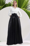 Janique 24988 Long Sleeves Shirt Coller Neck Long Gown