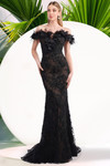 Janique W3015 Floral Embroidery Off-shoulder Mermaid Gown