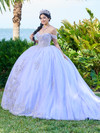 Fiesta Gowns 56493 Lace Tulle Off Shoulder Sleeve Ball Gown