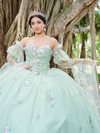 Fiesta Gowns 56500 Lace Tulle Detachable Sleeves Ball Gown
