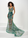 Panoply 14172 Sequin Embroidery Plunging Neck Long Gown