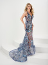 Panoply 14172 Sequin Embroidery Plunging Neck Long Gown