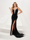 Panoply 14198 Stretch Velvet Tank Sleeves Plunging Neck Gown